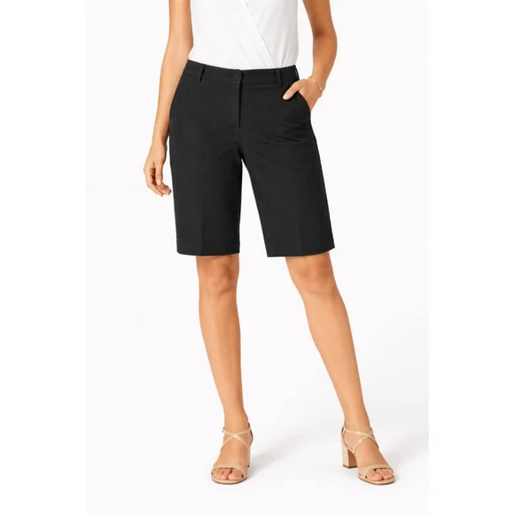 White House Black Market Black Bermuda Shorts Size 0 Tailored Stretch Career - Picture 2 of 6